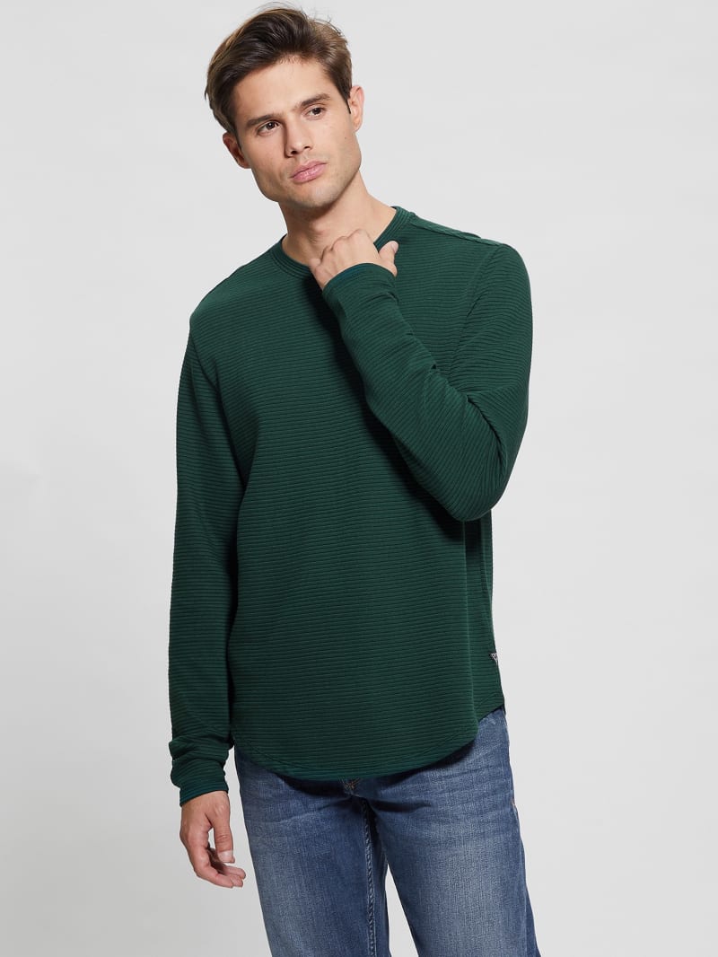 Guess Colima Striped Tee - Dark Jade Multi Guess Colima Striped Tee - Dark Jade Multi