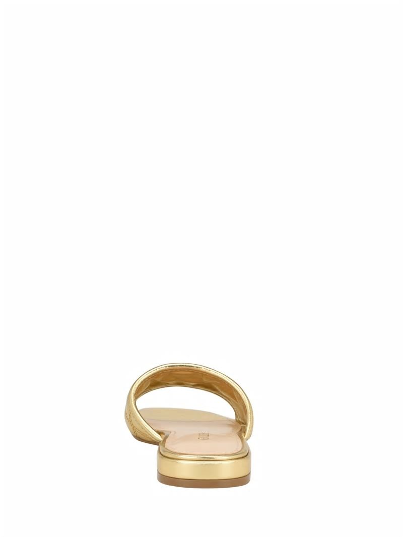 Guess Tameli Icon Slide Sandals - Gold Guess Tameli Icon Slide Sandals - Gold
