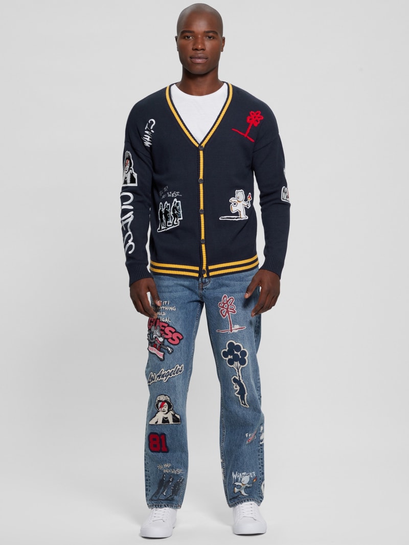 Guess Caleb Patched Cardigan - Bleu éLéGant Guess Caleb Patched Cardigan - Bleu éLéGant