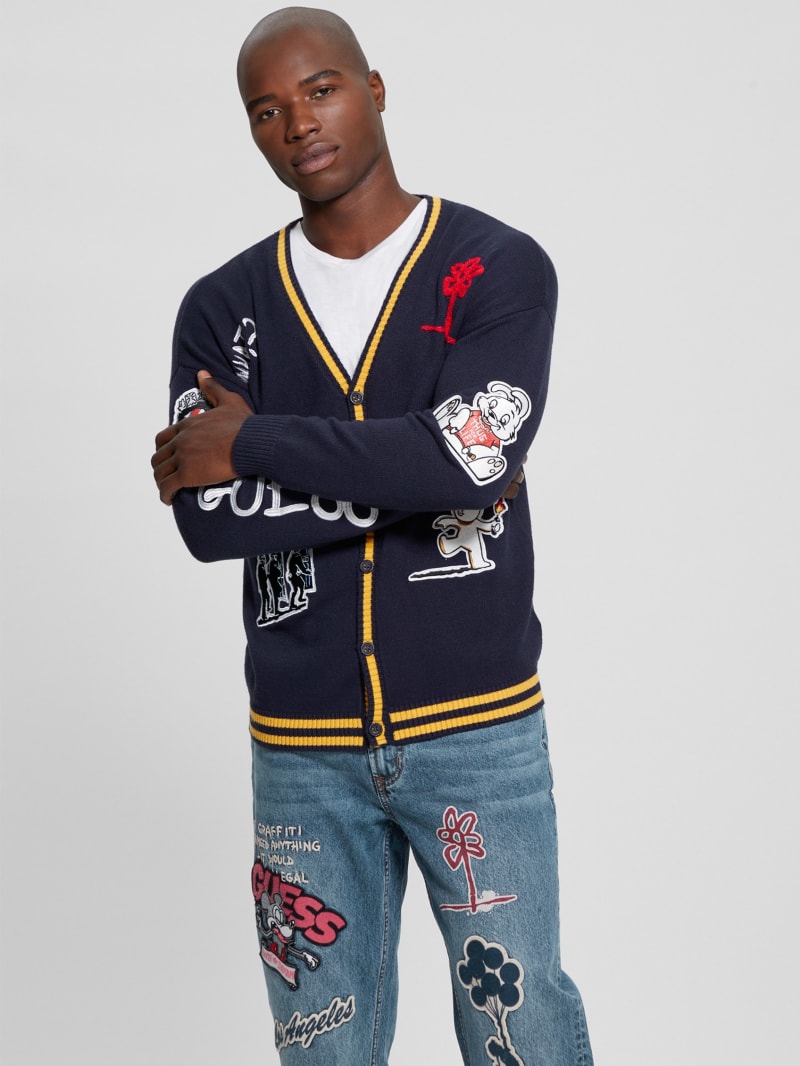 Guess Caleb Patched Cardigan - Bleu éLéGant Guess Caleb Patched Cardigan - Bleu éLéGant