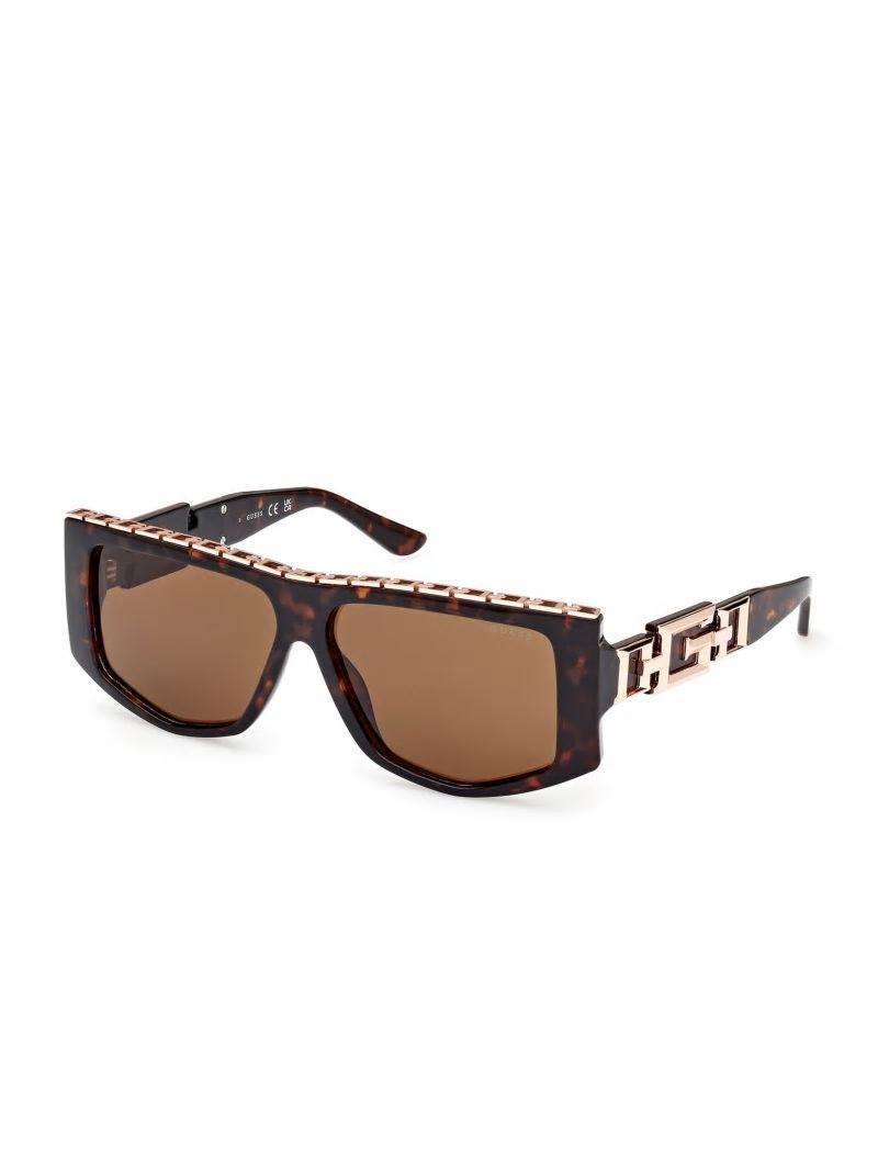 Guess Square G Chain Shield Sunglasses - Tort Guess Square G Chain Shield Sunglasses - Tort