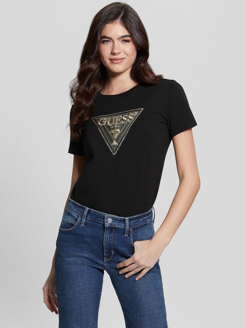 Guess Eco Multi-Tone Sequin Logo Tee - Black Guess Eco Multi-Tone Sequin Logo Tee - Black
