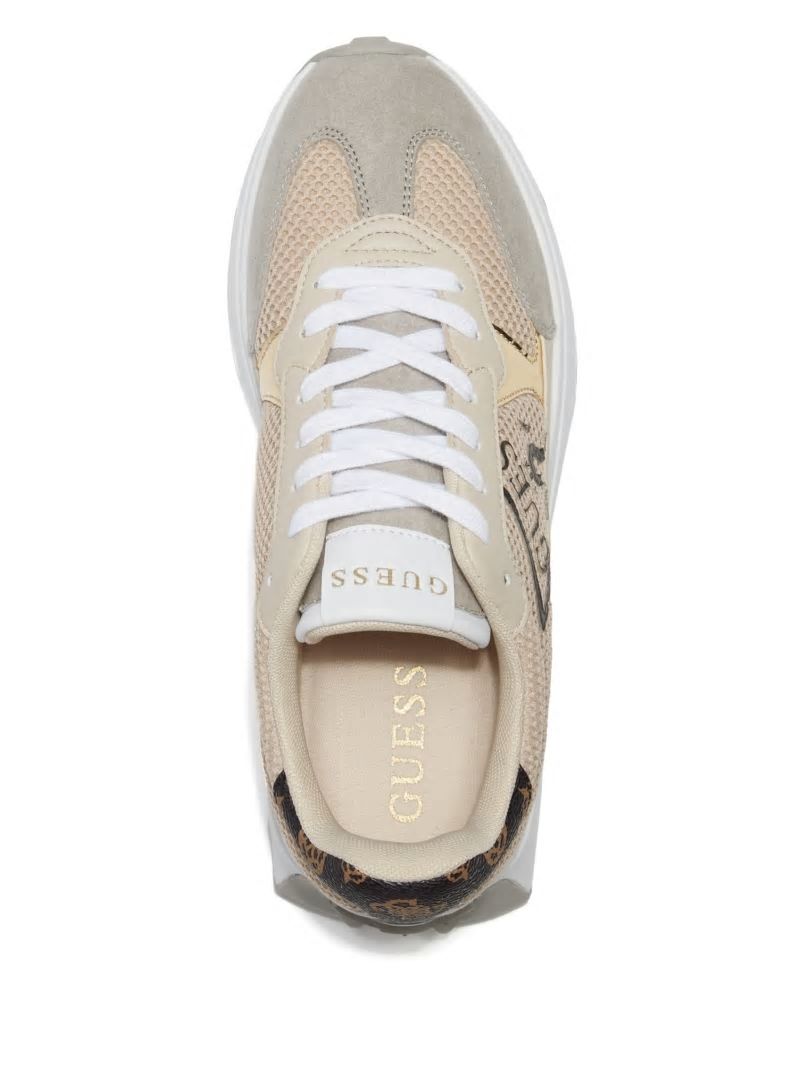 Guess Calebb Logo Print Sneakers - Medium Natural Logo Guess Calebb Logo Print Sneakers - Medium Natural Logo