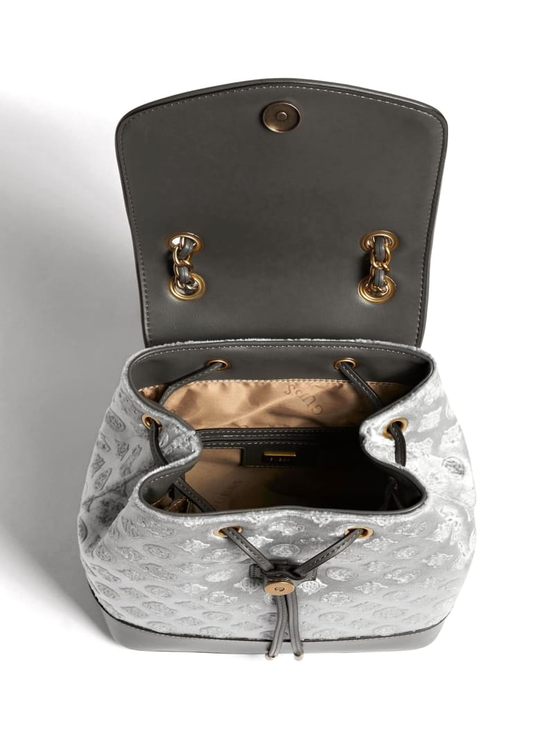 Guess Kimi Velvet Backpack - Smoke Grey Guess Kimi Velvet Backpack - Smoke Grey