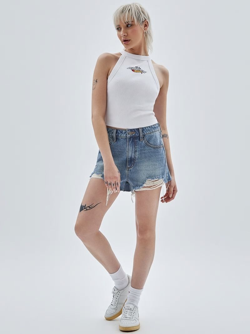 Guess GUESS Originals Kit Destroyed Denim Shorts - Go Fez Medium Wash Guess GUESS Originals Kit Destroyed Denim Shorts - Go Fez Medium Wash