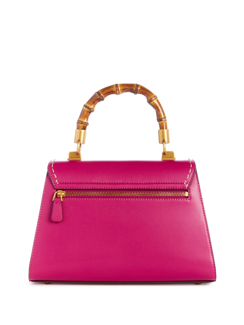 Guess Stephi Bamboo Handle Mini Satchel - Magenta Guess Stephi Bamboo Handle Mini Satchel - Magenta