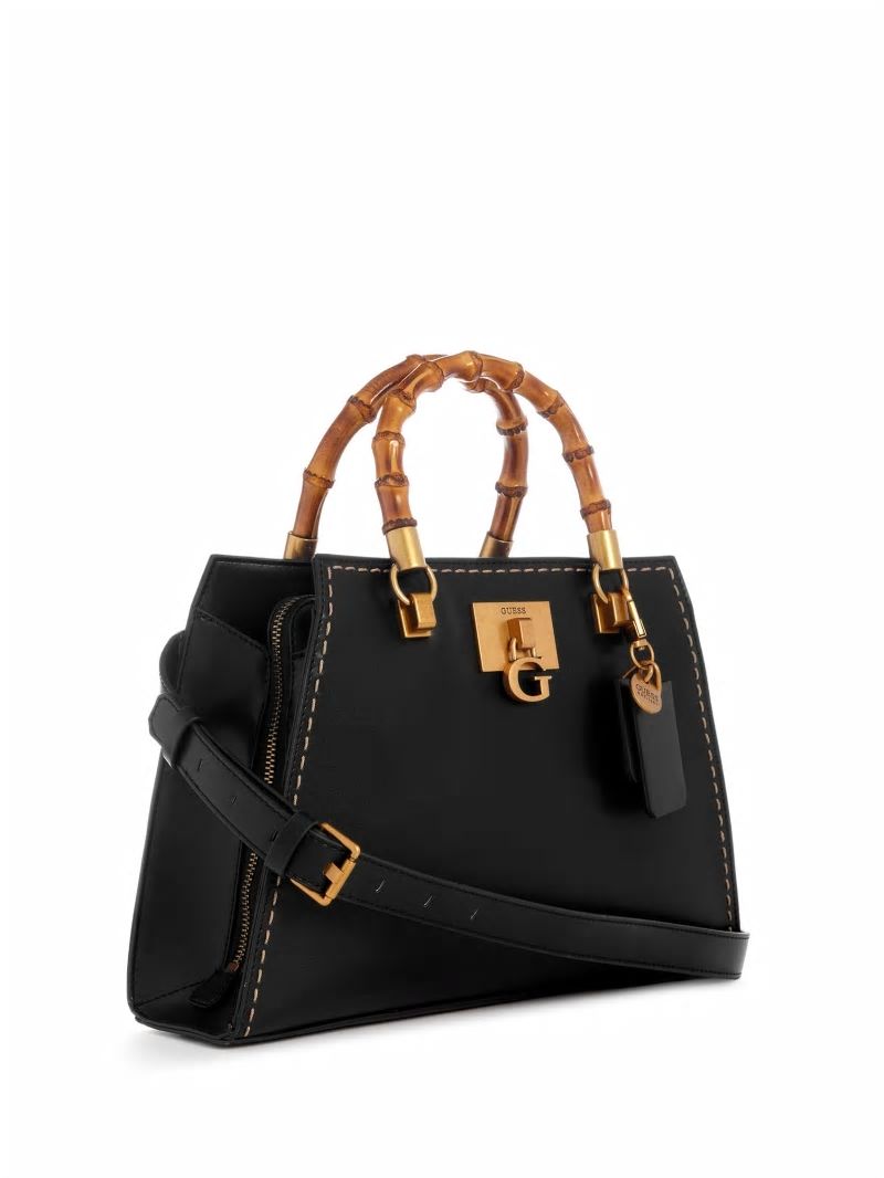 Guess Stephi Bamboo Handle Satchel - Black Guess Stephi Bamboo Handle Satchel - Black