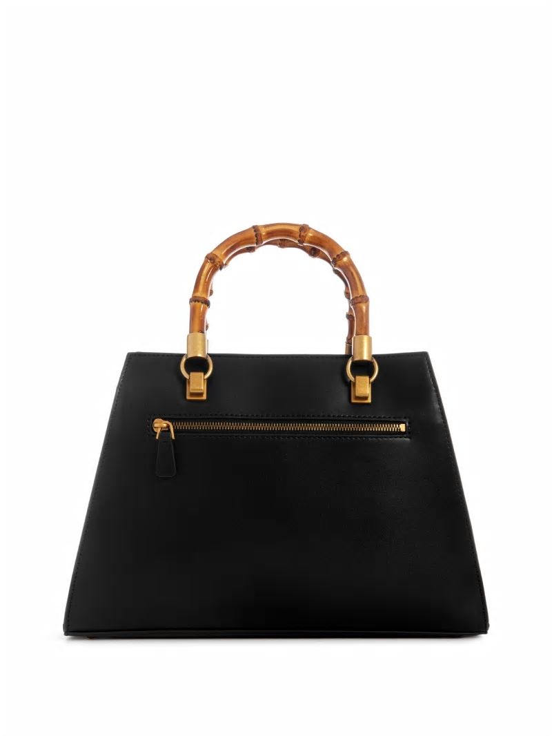 Guess Stephi Bamboo Handle Satchel - Black Guess Stephi Bamboo Handle Satchel - Black