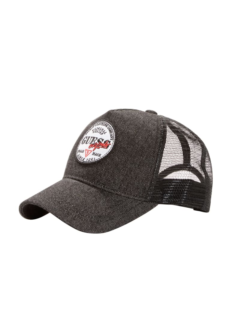 Guess GUESS Originals Denim Trucker Hat - Black Guess GUESS Originals Denim Trucker Hat - Black