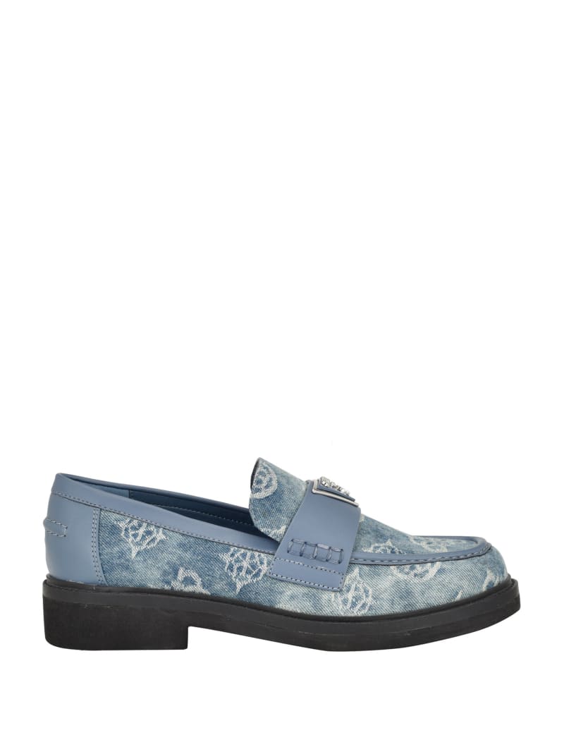 Guess Shatha Denim Peony Triangle Loafers - Denim Tie Dye Guess Shatha Denim Peony Triangle Loafers - Denim Tie Dye