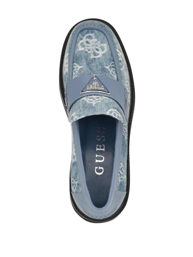 Guess Shatha Denim Peony Triangle Loafers - Denim Tie Dye Guess Shatha Denim Peony Triangle Loafers - Denim Tie Dye