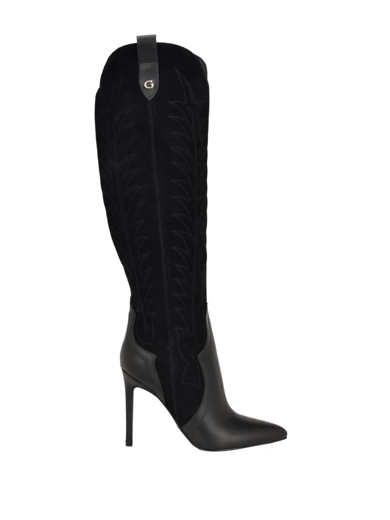 Guess Skylia Over-the-Knee Suede Western Boots - Black 001 Guess Skylia Over-the-Knee Suede Western Boots - Black 001