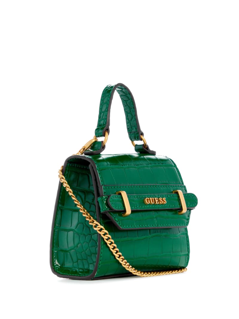Guess Sestri Crocodile-Embossed Mini Crossbody - Green Guess Sestri Crocodile-Embossed Mini Crossbody - Green