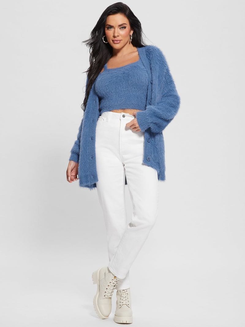 Guess Sahar Fuzzy Cardigan Sweater - Nordic Sea Guess Sahar Fuzzy Cardigan Sweater - Nordic Sea