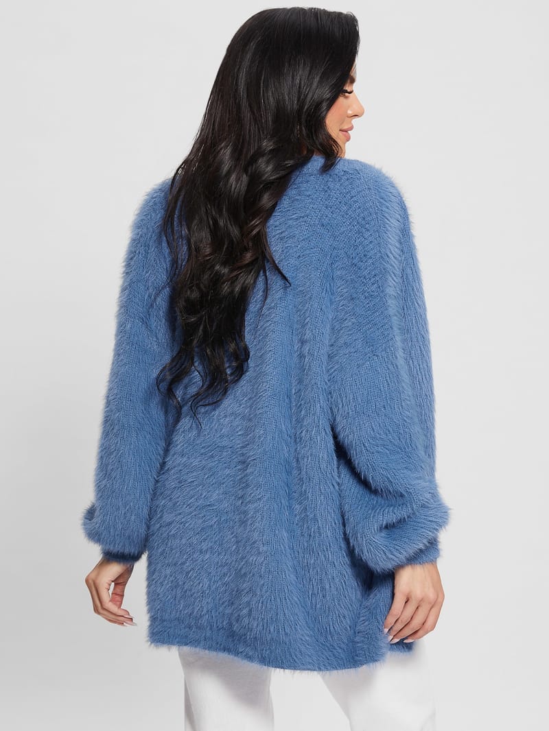 Guess Sahar Fuzzy Cardigan Sweater - Nordic Sea Guess Sahar Fuzzy Cardigan Sweater - Nordic Sea