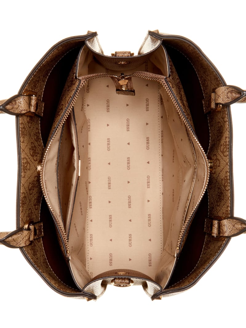 Guess Meridian Signature Girlfriend Satchel - Latte Logo Guess Meridian Signature Girlfriend Satchel - Latte Logo