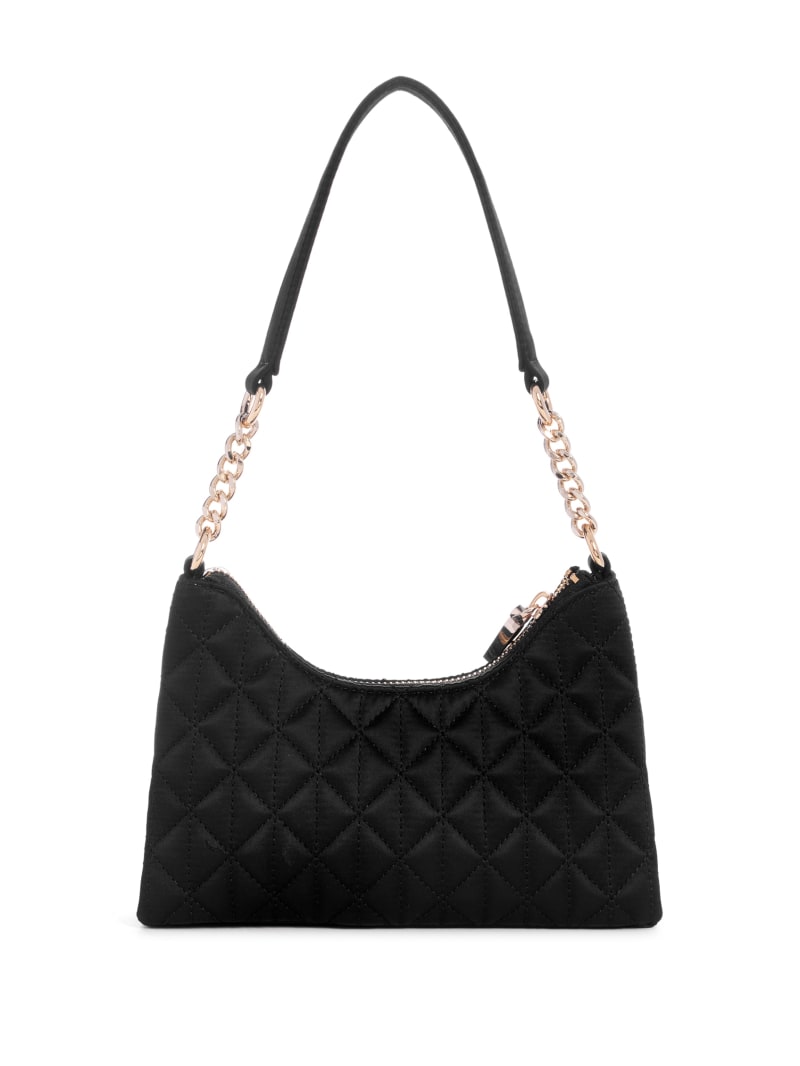 Guess Velina Quilted Satin Mini Shoulder Bag - Black Guess Velina Quilted Satin Mini Shoulder Bag - Black