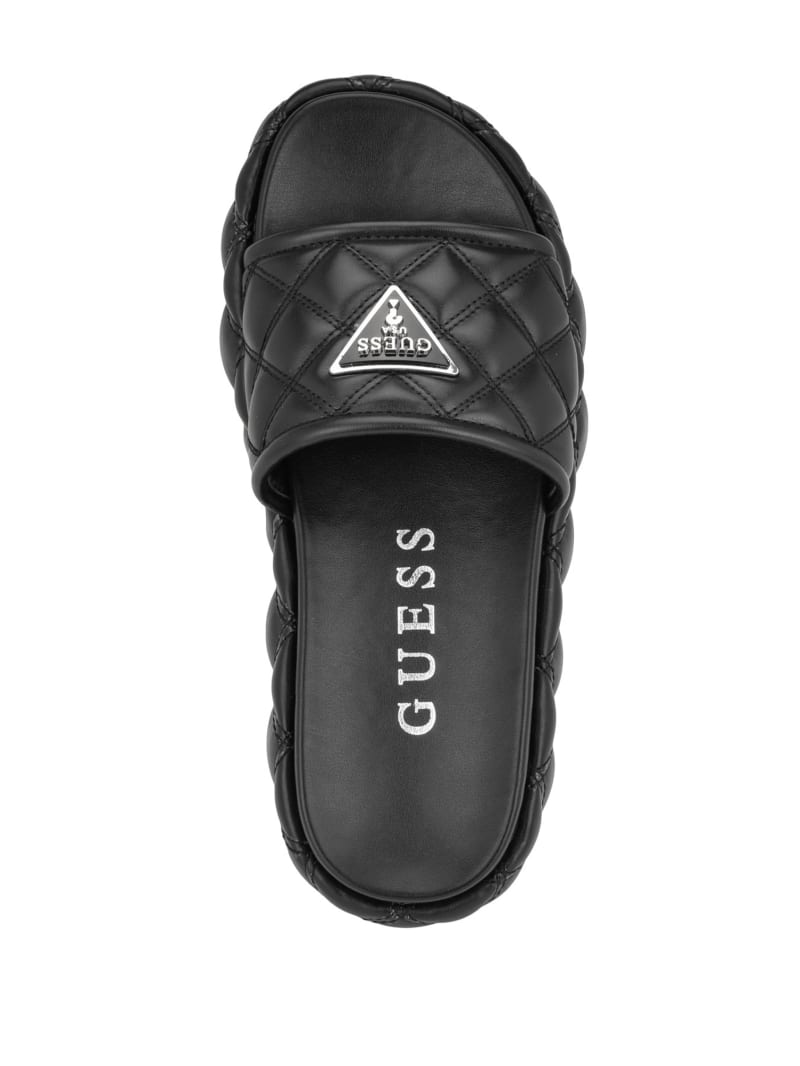 Guess Longo Quilted Flatform Slides - Black 001 Guess Longo Quilted Flatform Slides - Black 001