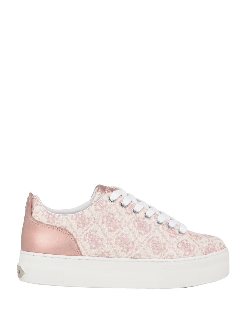 Guess Giaa Logo Print Low-Top Sneakers - Medium Pink Logo Guess Giaa Logo Print Low-Top Sneakers - Medium Pink Logo