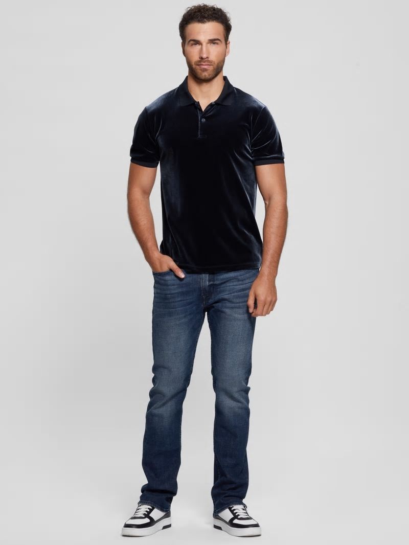 Guess Rio Liquid Velvet Polo - Bleu &eacute;L&eacute;Gant