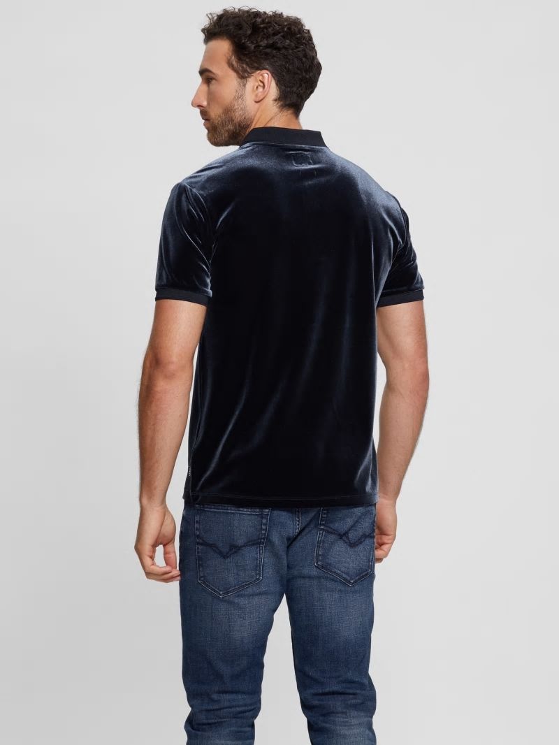 Guess Rio Liquid Velvet Polo - Bleu &eacute;L&eacute;Gant