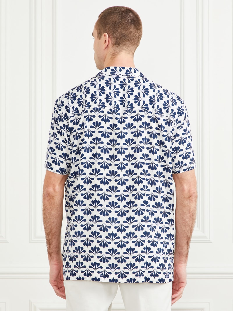 Guess Eco Billy Bowling Shirt - Blue Geoflower Print Guess Eco Billy Bowling Shirt - Blue Geoflower Print