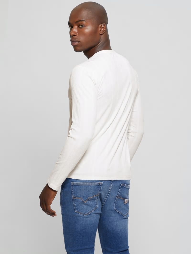 Guess Eco Brentwood Knit Henley - Salt White Guess Eco Brentwood Knit Henley - Salt White
