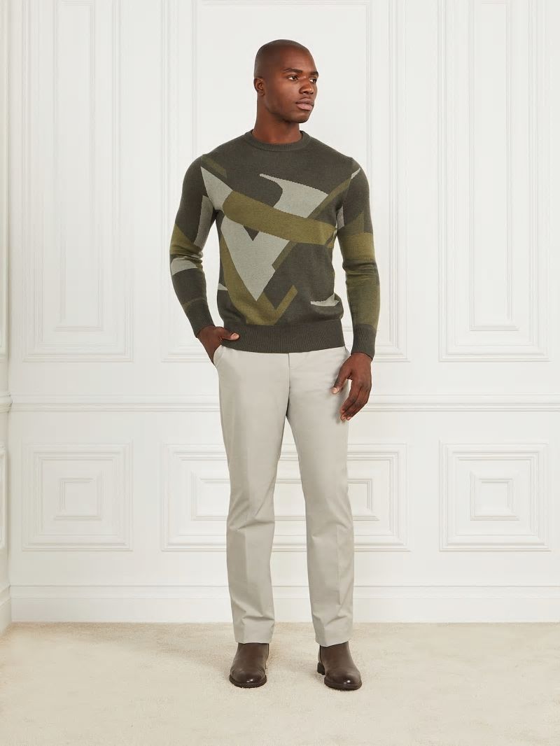 Guess Abstract Jacquard Crewneck Sweater - Macro Typography Jacquard Guess Abstract Jacquard Crewneck Sweater - Macro Typography Jacquard