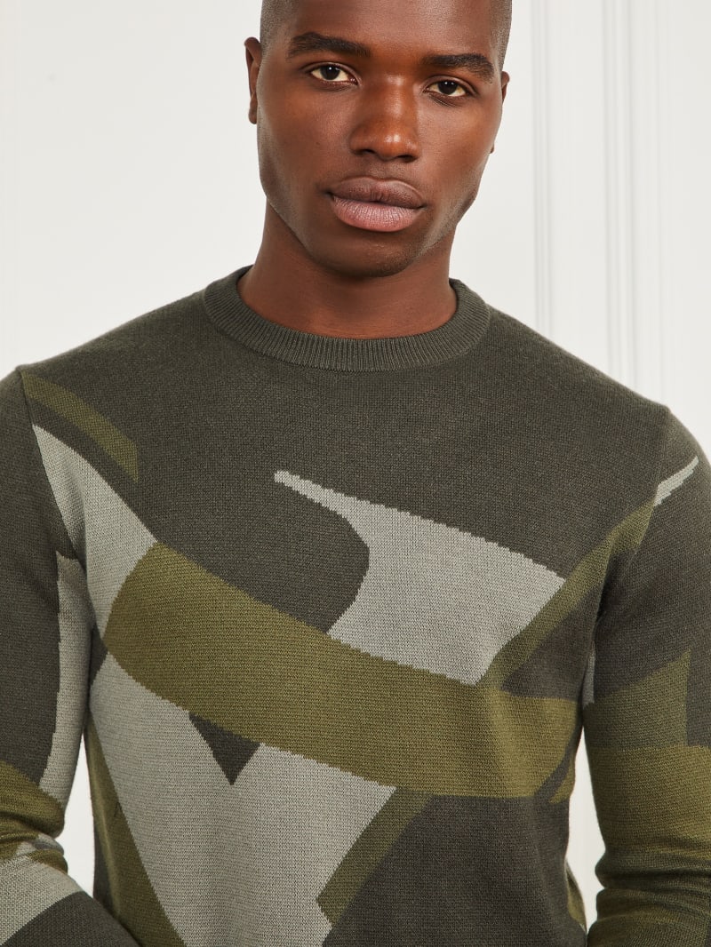 Guess Abstract Jacquard Crewneck Sweater - Macro Typography Jacquard Guess Abstract Jacquard Crewneck Sweater - Macro Typography Jacquard