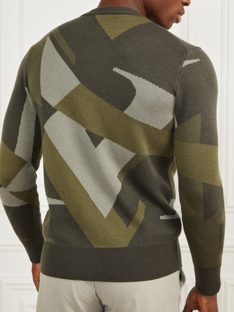 Guess Abstract Jacquard Crewneck Sweater - Macro Typography Jacquard Guess Abstract Jacquard Crewneck Sweater - Macro Typography Jacquard
