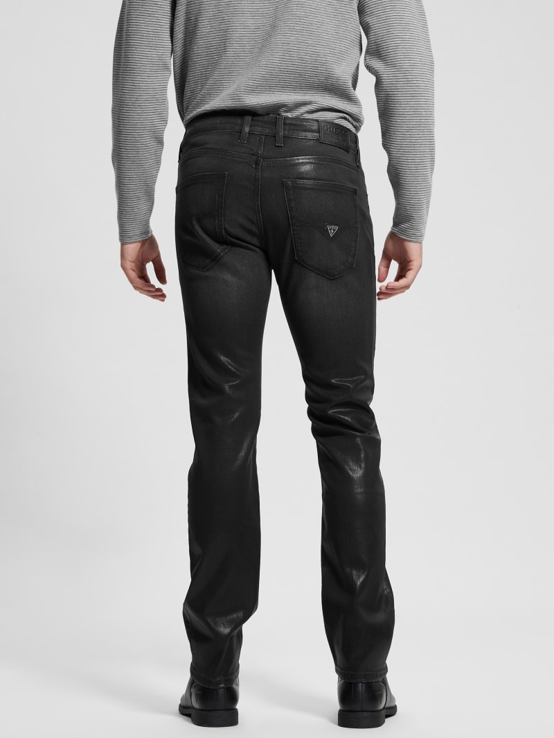 Guess Coated Straight Jeans - Slick Black Coated Guess Coated Straight Jeans - Slick Black Coated