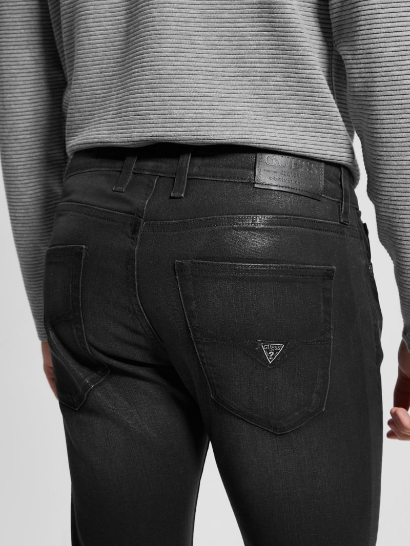 Guess Coated Straight Jeans - Slick Black Coated Guess Coated Straight Jeans - Slick Black Coated