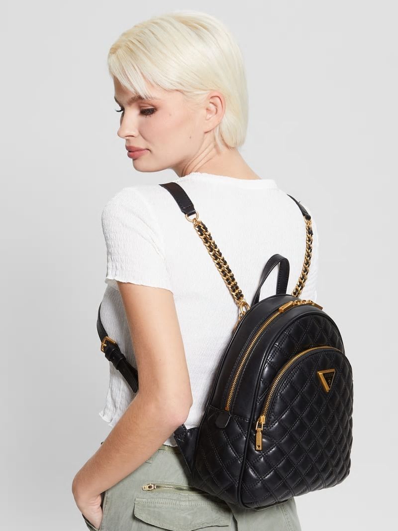 Guess Giully Quilted Backpack - Black Floral Print Guess Giully Quilted Backpack - Black Floral Print