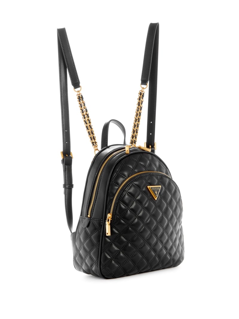 Guess Giully Quilted Backpack - Black Floral Print Guess Giully Quilted Backpack - Black Floral Print