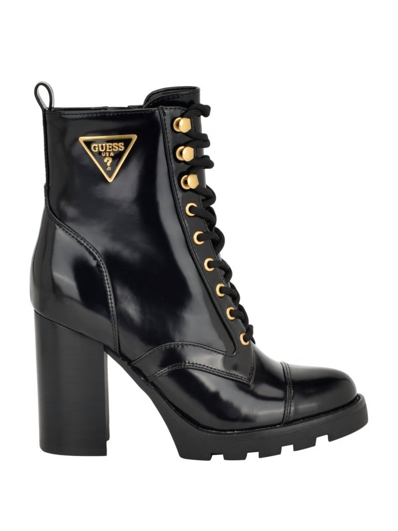 Guess Neadyn Lace-Up Heeled Moto Booties - Black 001 Guess Neadyn Lace-Up Heeled Moto Booties - Black 001