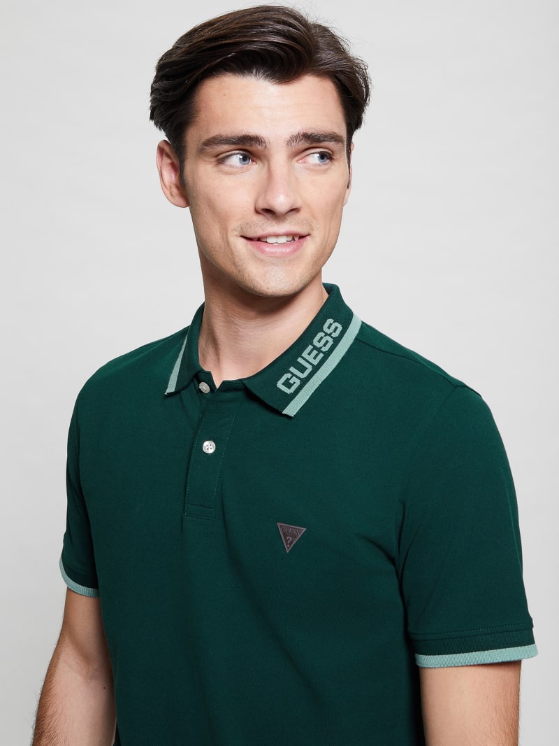 Guess Eco Lyle Logo Polo - Dark Jade Guess Eco Lyle Logo Polo - Dark Jade