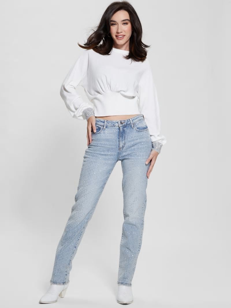 Guess Eco Posa Bling Cuff Sweater - Dove White/Silver Guess Eco Posa Bling Cuff Sweater - Dove White/Silver