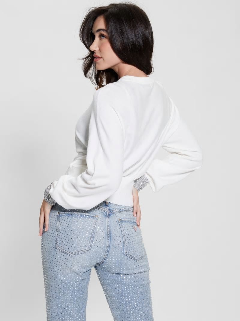 Guess Eco Posa Bling Cuff Sweater - Dove White/Silver Guess Eco Posa Bling Cuff Sweater - Dove White/Silver