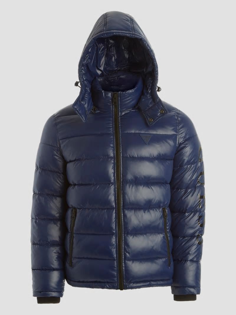 Guess Anthony Logo Puffer Jacket - Blue Navy Guess Anthony Logo Puffer Jacket - Blue Navy