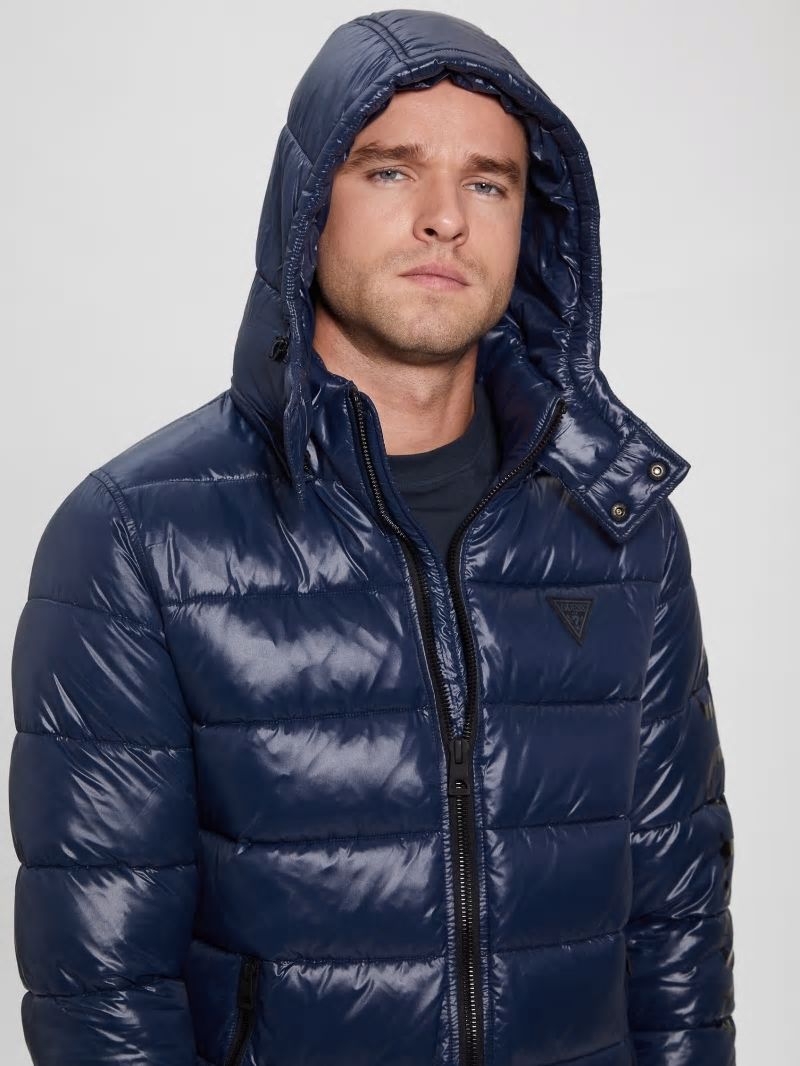 Guess Anthony Logo Puffer Jacket - Blue Navy Guess Anthony Logo Puffer Jacket - Blue Navy