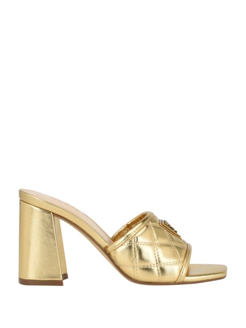 Guess Quilted Block Metallic Heels - Gold Guess Quilted Block Metallic Heels - Gold