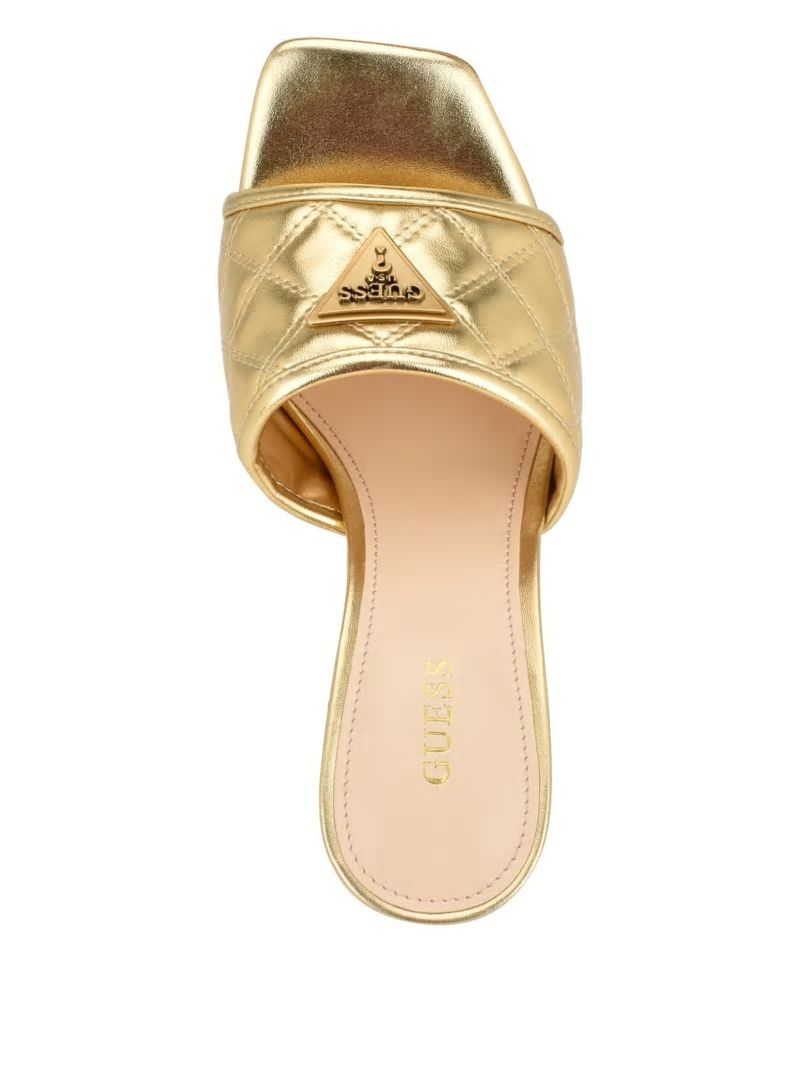 Guess Quilted Block Metallic Heels - Gold Guess Quilted Block Metallic Heels - Gold