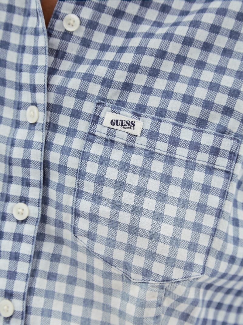 Guess GUESS Originals Gingham Tie-Front Top - Night Sky Blue Multi Guess GUESS Originals Gingham Tie-Front Top - Night Sky Blue Multi