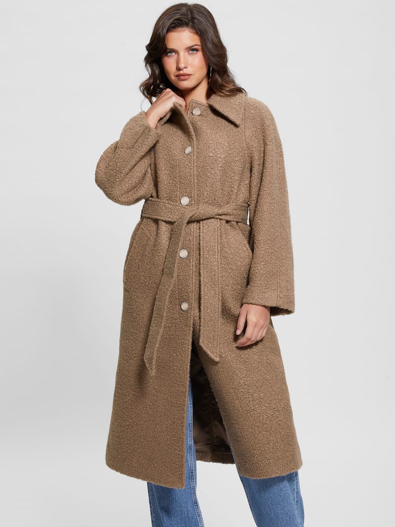 Guess Terry Belted Teddy Coat - Summer Clay Multi Guess Terry Belted Teddy Coat - Summer Clay Multi