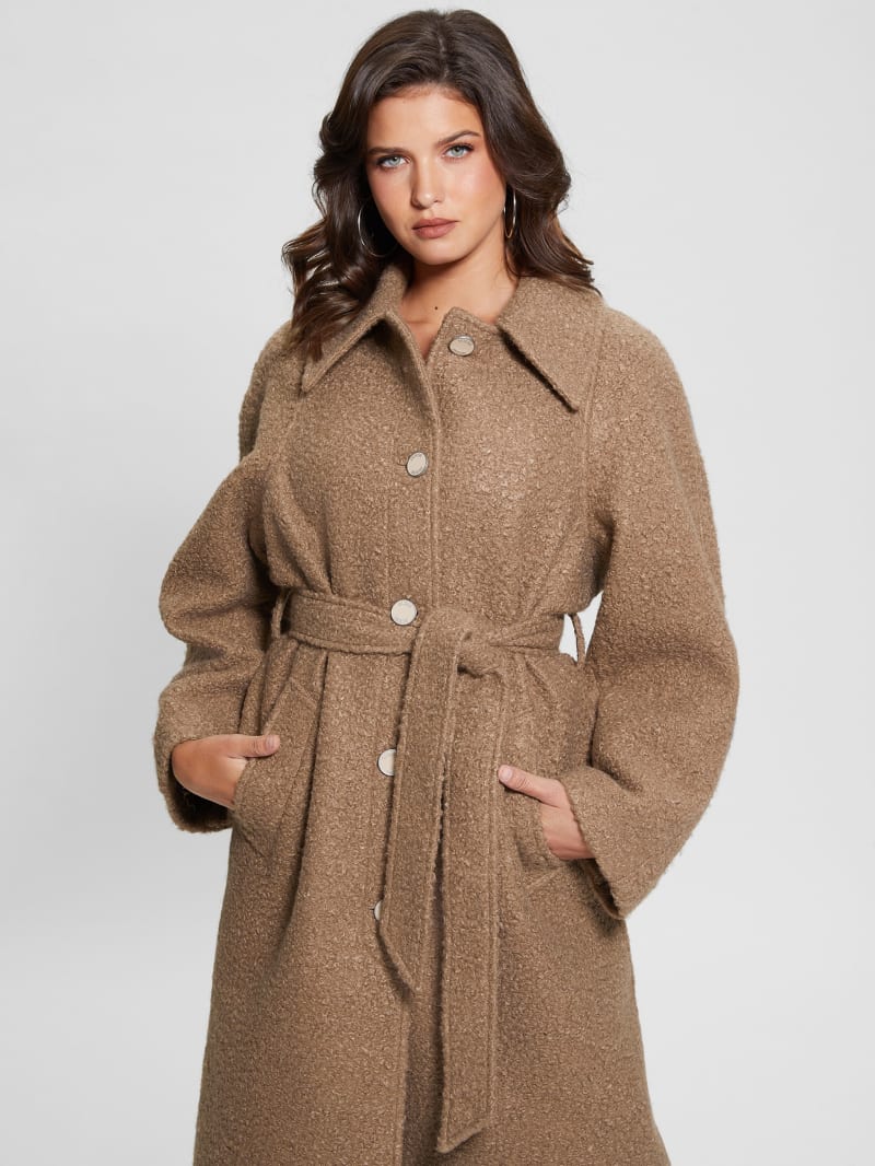 Guess Terry Belted Teddy Coat - Summer Clay Multi Guess Terry Belted Teddy Coat - Summer Clay Multi