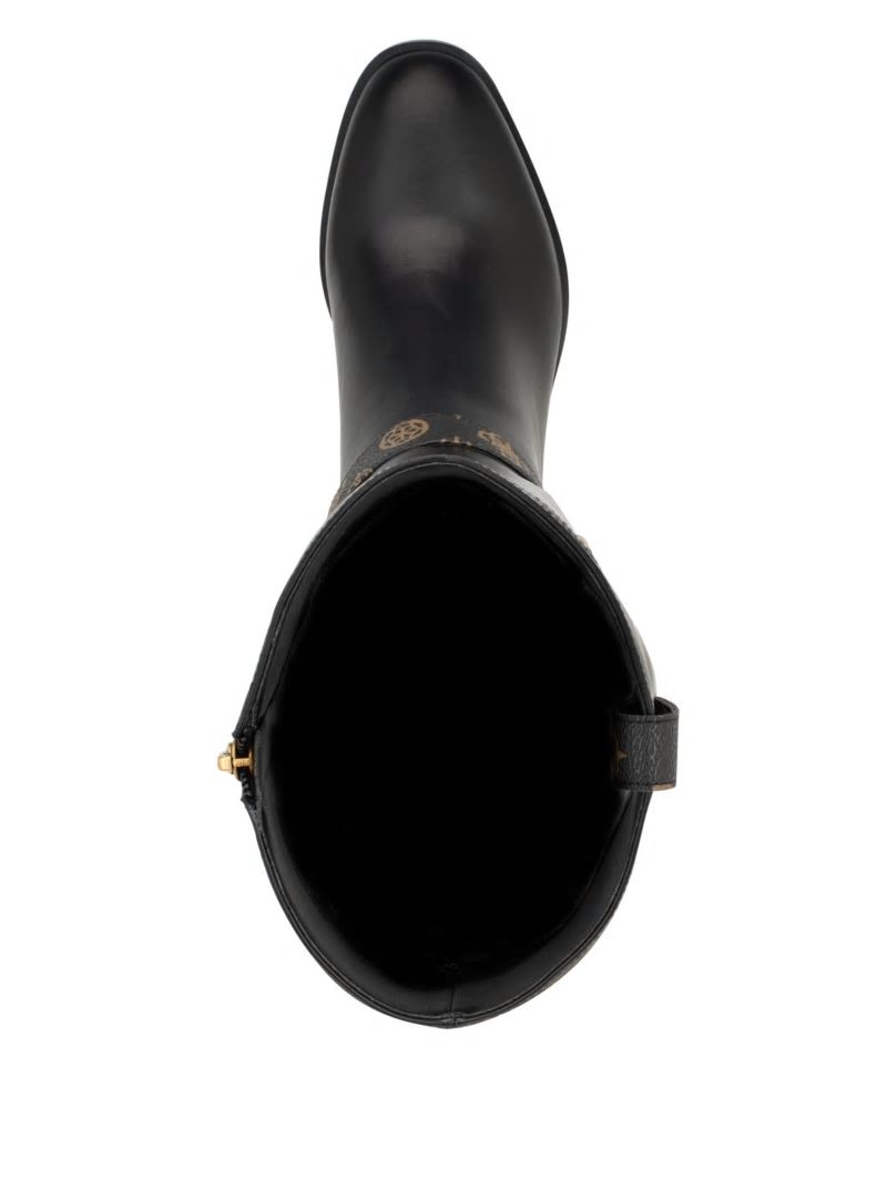 Guess Eveda Buckle Riding Boots - Black Leather Guess Eveda Buckle Riding Boots - Black Leather
