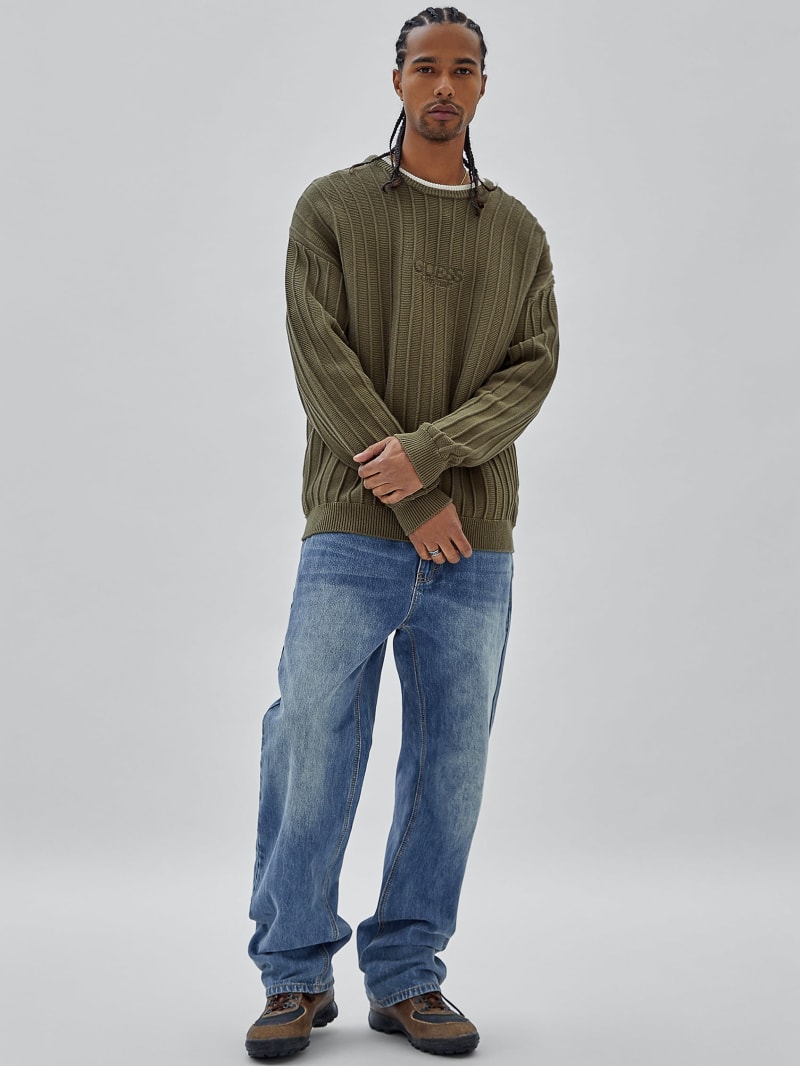 Guess GUESS Originals Eco Signature Sweater - Olive Morning Guess GUESS Originals Eco Signature Sweater - Olive Morning