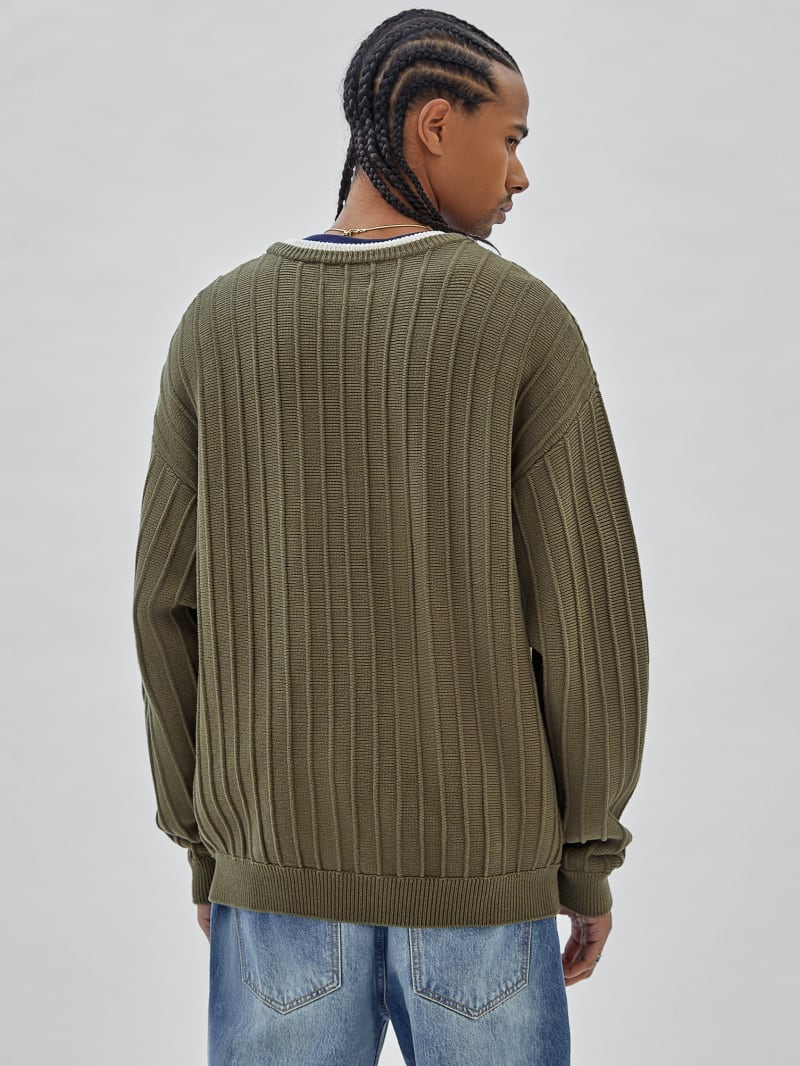 Guess GUESS Originals Eco Signature Sweater - Olive Morning Guess GUESS Originals Eco Signature Sweater - Olive Morning