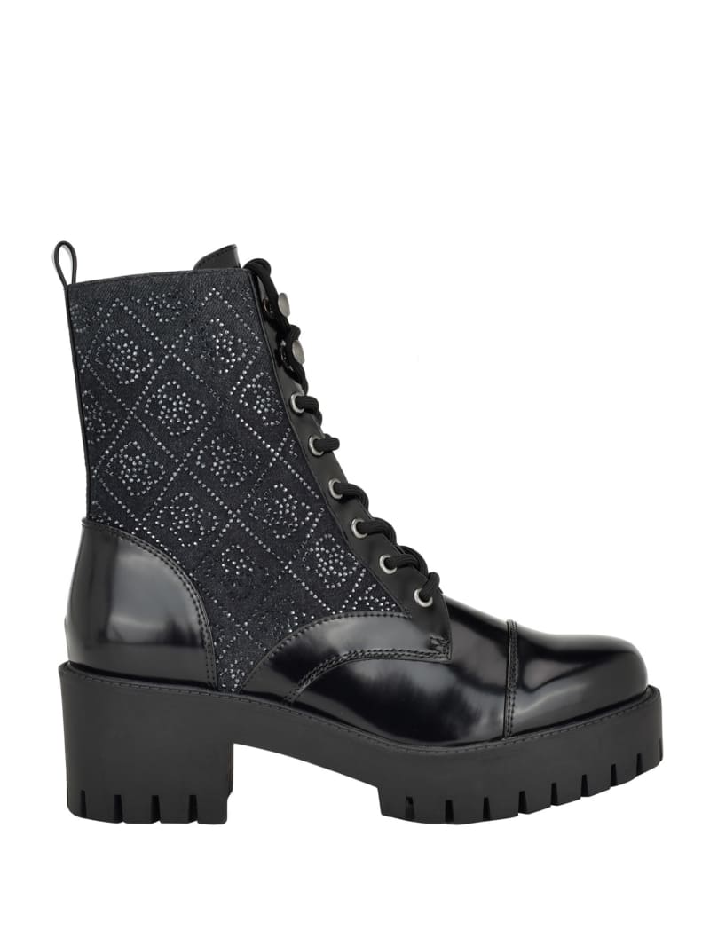Guess Waitea Rhinestone Moto Booties - Black 002 Guess Waitea Rhinestone Moto Booties - Black 002
