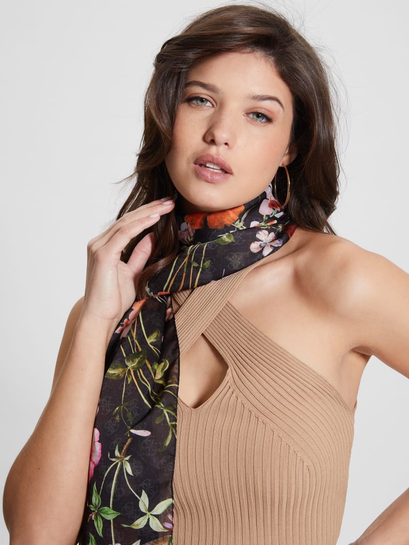 Guess Jannessa Floral Scarf - Marble Blk/Wht Guess Jannessa Floral Scarf - Marble Blk/Wht